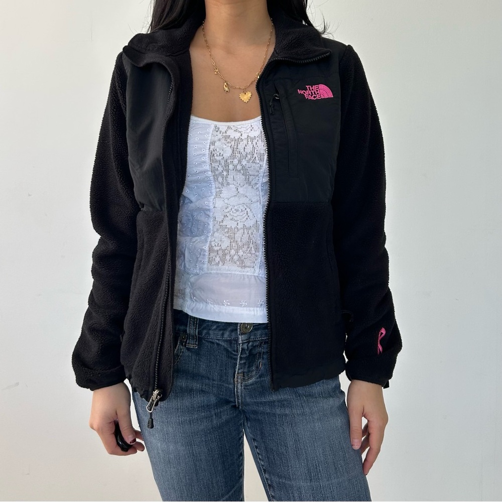 The North Face Black Denali 2 Jacket with Pink Logo - X-Small